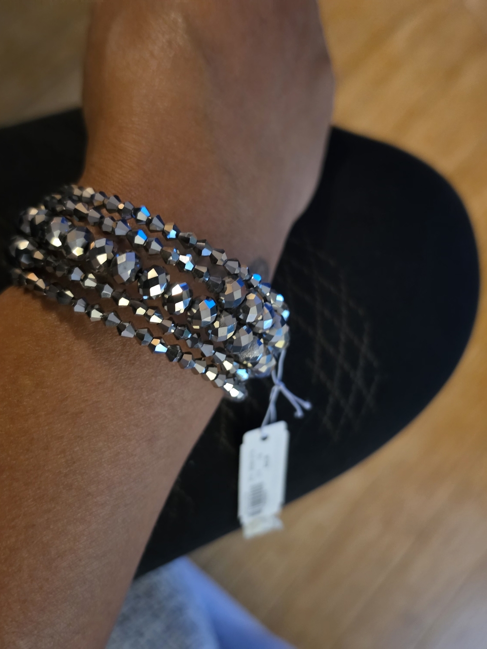 New York & Company faceted crystal bead coil wrap bracelet